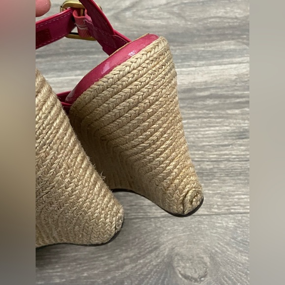 UGG Jackilyn Pink & Straw Color Wedges Sandals Size 8.5 - Picture 7 of 11